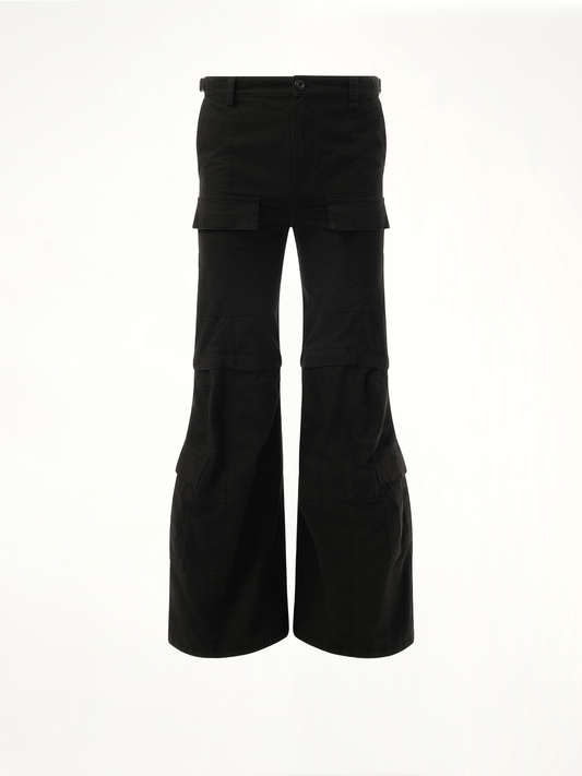 Flared Cargo Pants in Black