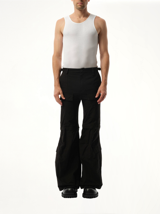 Flared Cargo Pants in Black