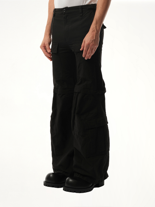 Flared Cargo Pants in Black