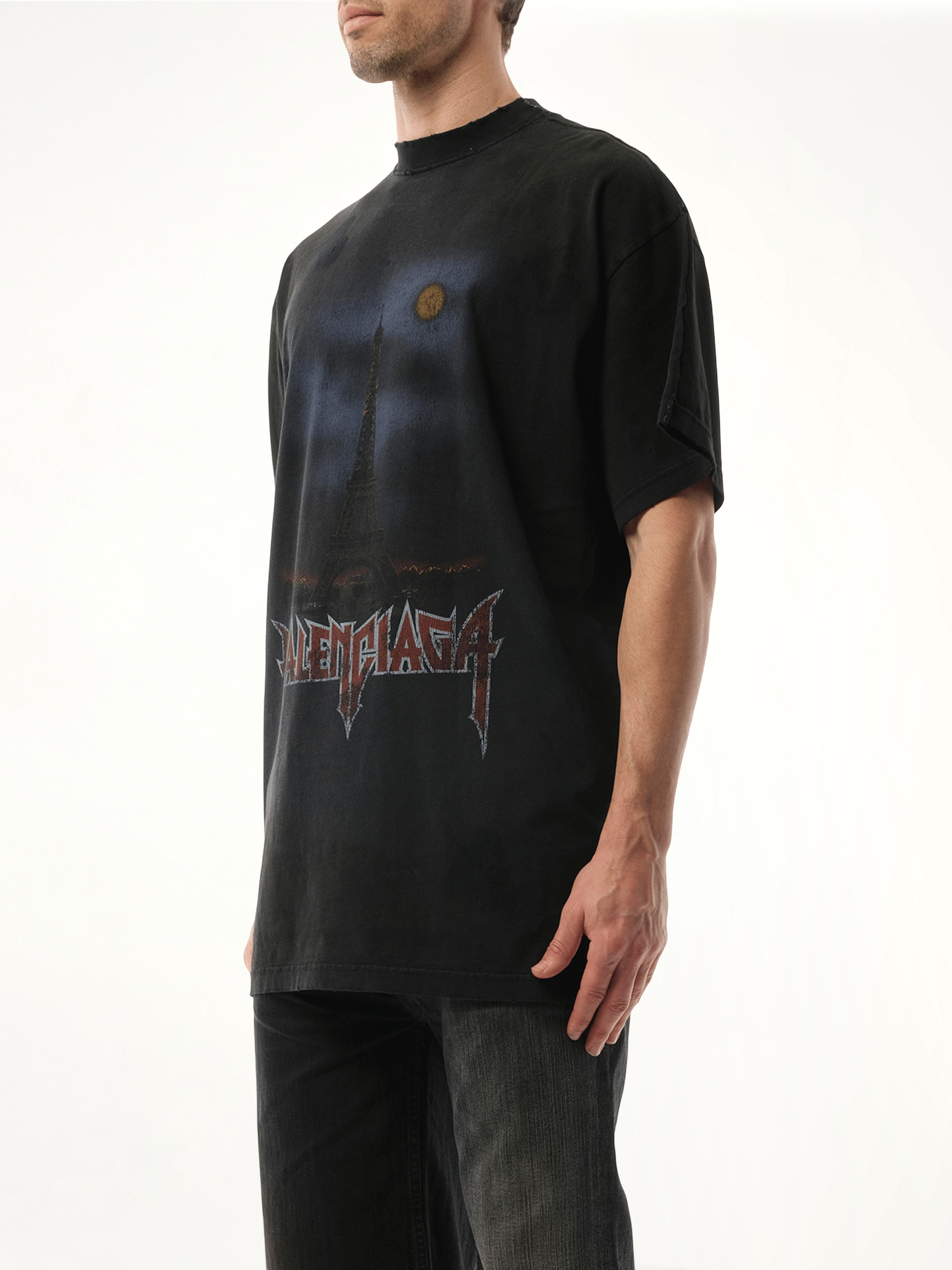 Double Front T-Shirt in Washed Black