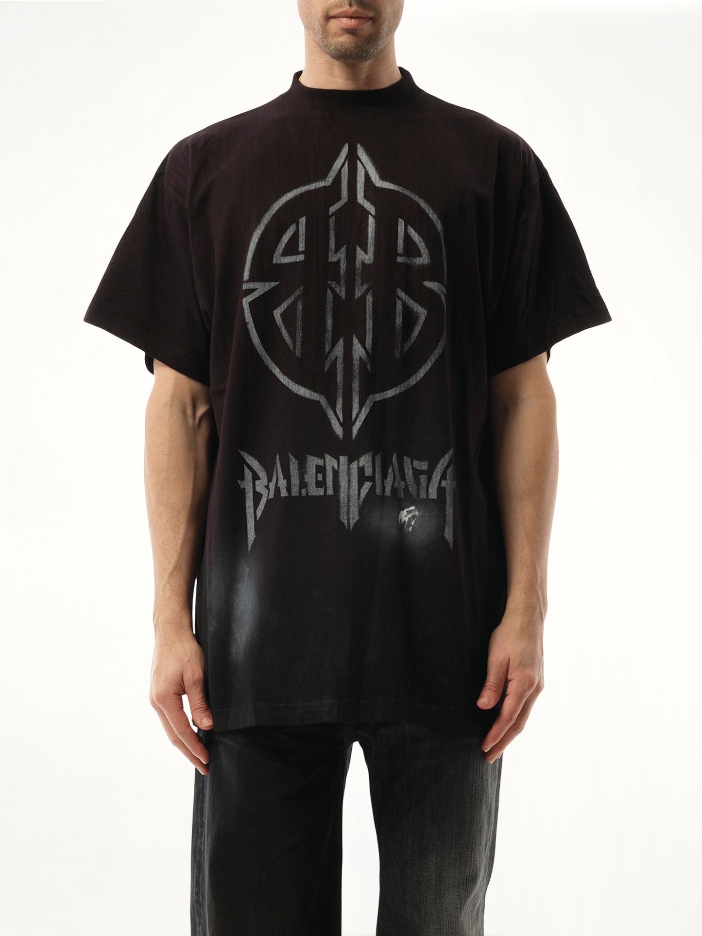 Metal BB Stencil Oversized T-Shirt in Black