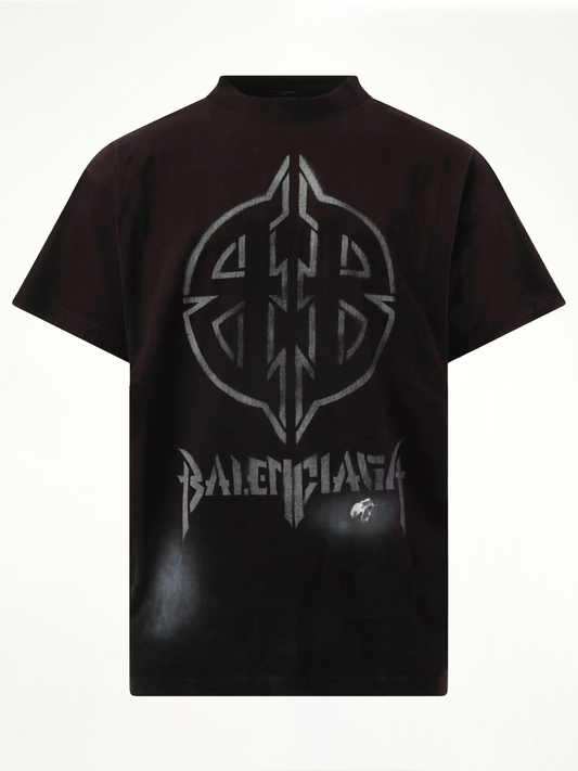 Metal BB Stencil Oversized T-Shirt in Black