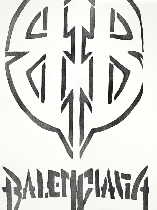 Metal BB Stencil Oversized T-Shirt in Black