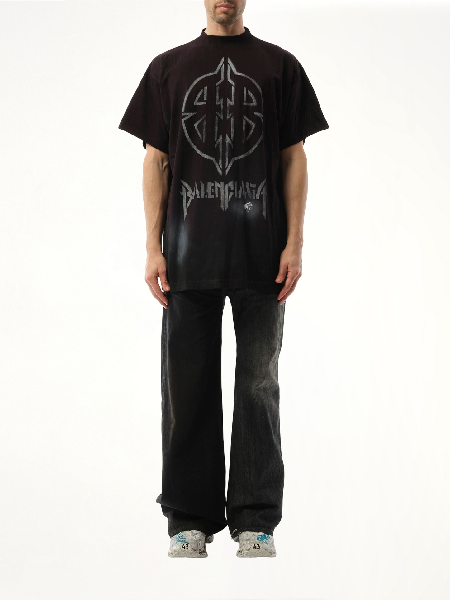 Metal BB Stencil Oversized T-Shirt in Black