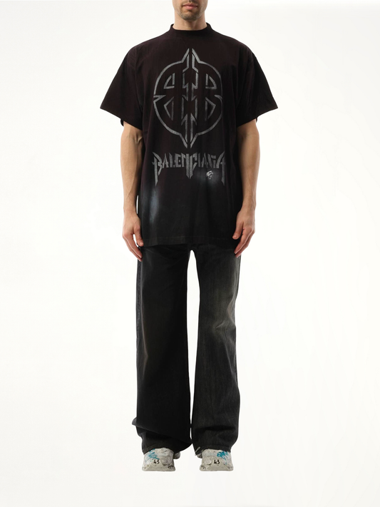 Metal BB Stencil Oversized T-Shirt in Black