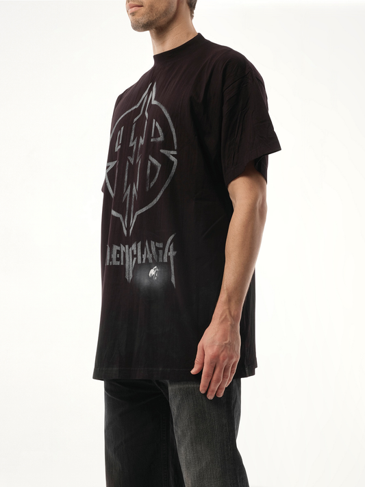 Metal BB Stencil Oversized T-Shirt in Black