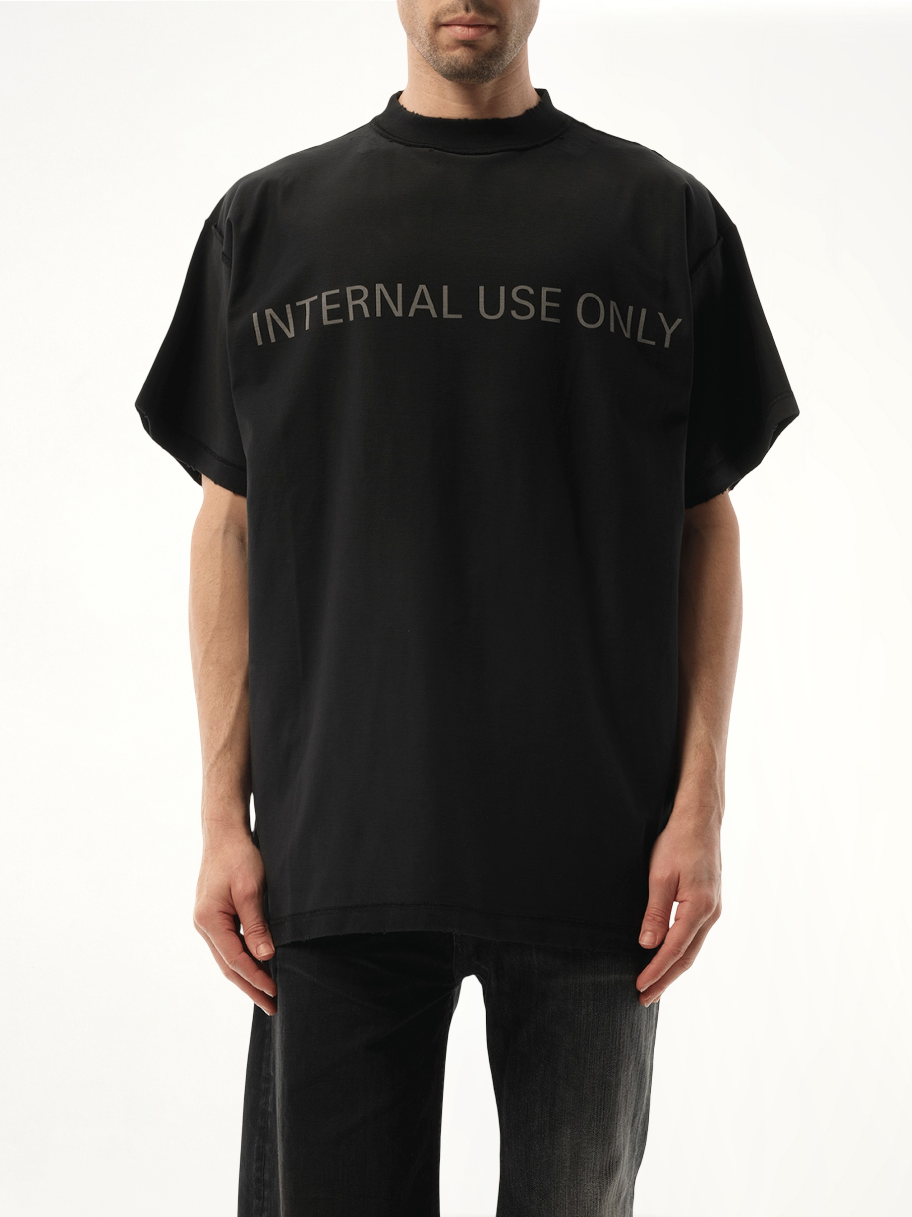 Internal Use Only Inside Out Oversized T-Shirt in Black