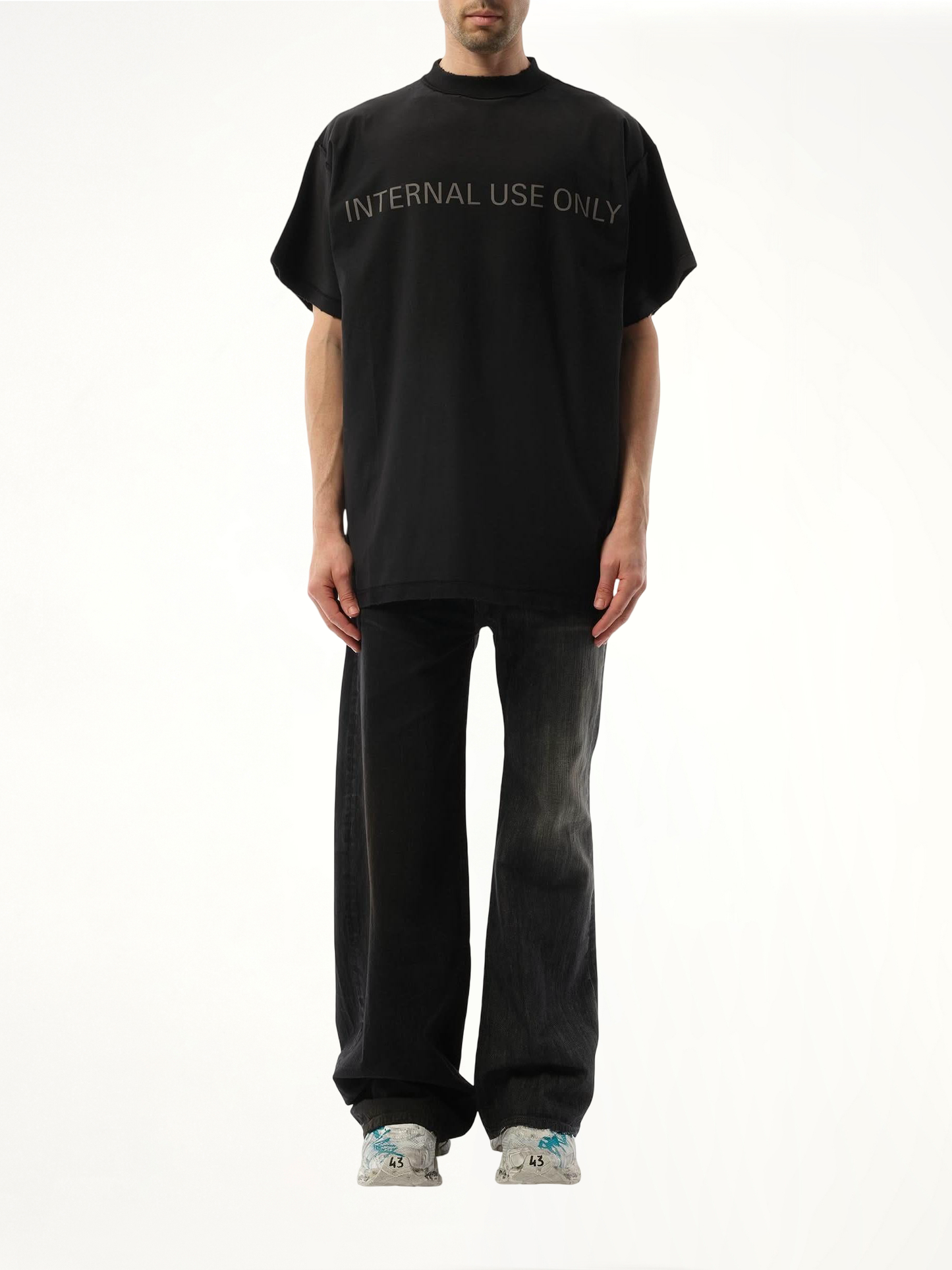 Internal Use Only Inside Out Oversized T-Shirt in Black