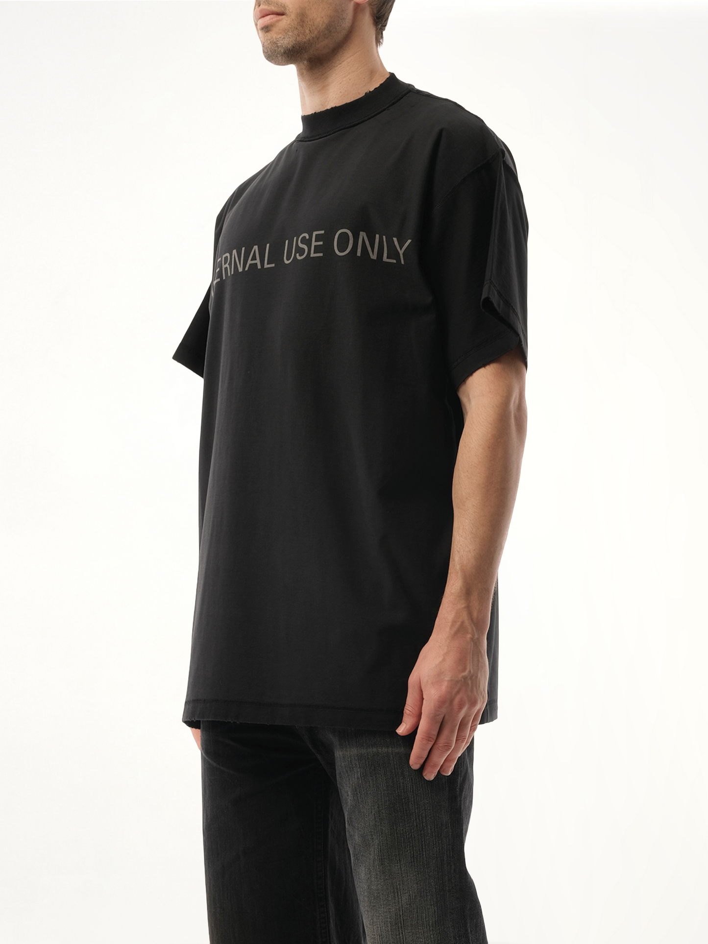 Internal Use Only Inside Out Oversized T-Shirt in Black