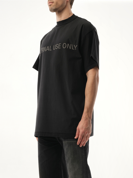 Internal Use Only Inside Out Oversized T-Shirt in Black