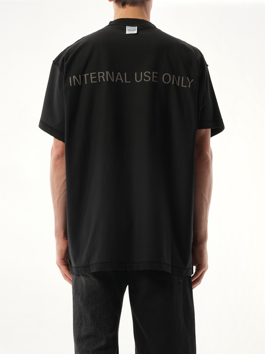 Internal Use Only Inside Out Oversized T-Shirt in Black