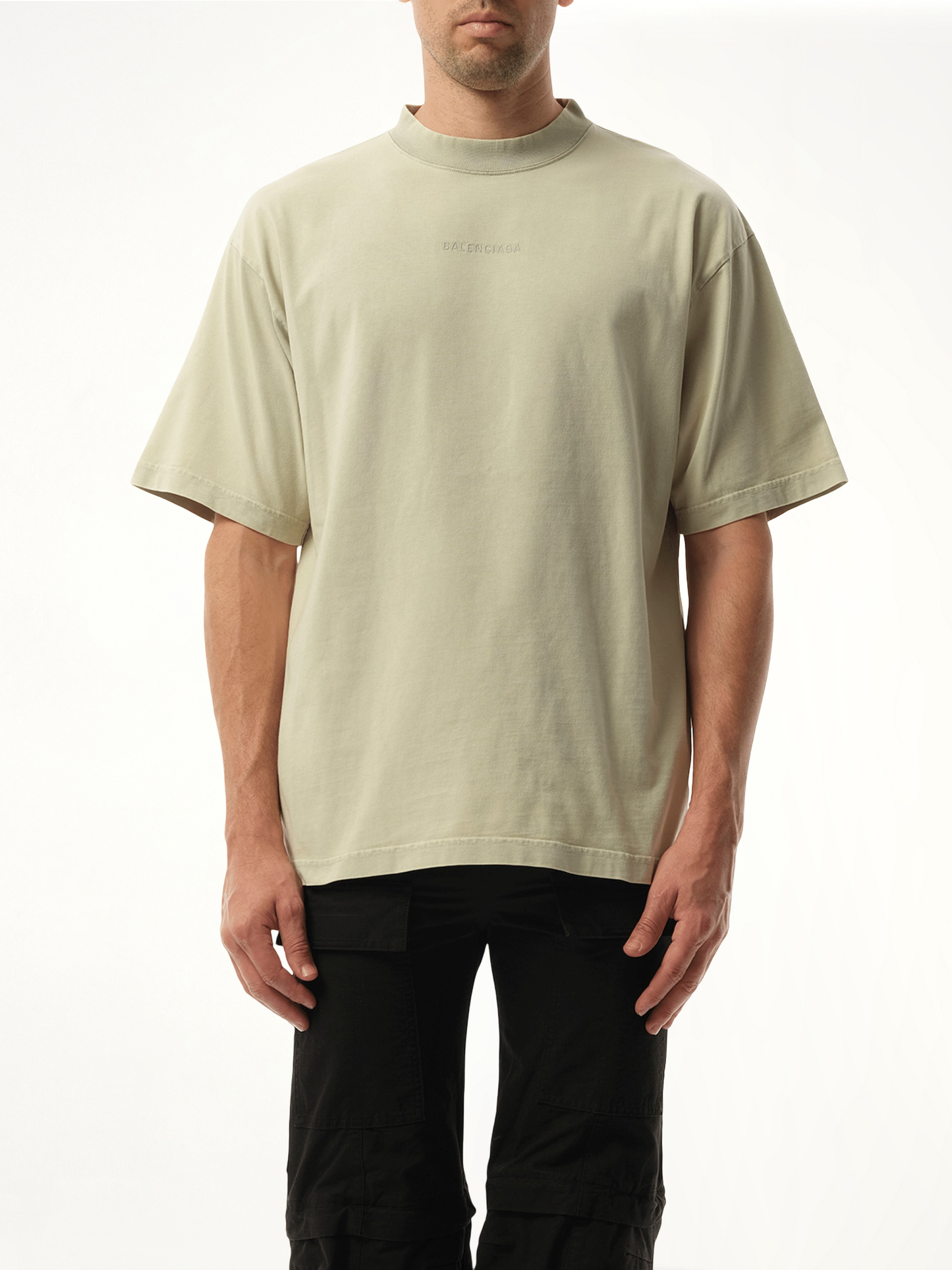 Back Embroidered Medium Fit T-Shirt in Cement Grey