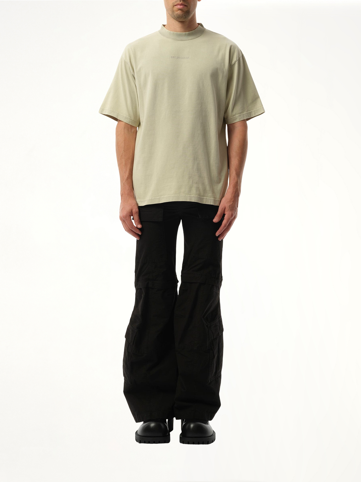 Back Embroidered Medium Fit T-Shirt in Cement Grey