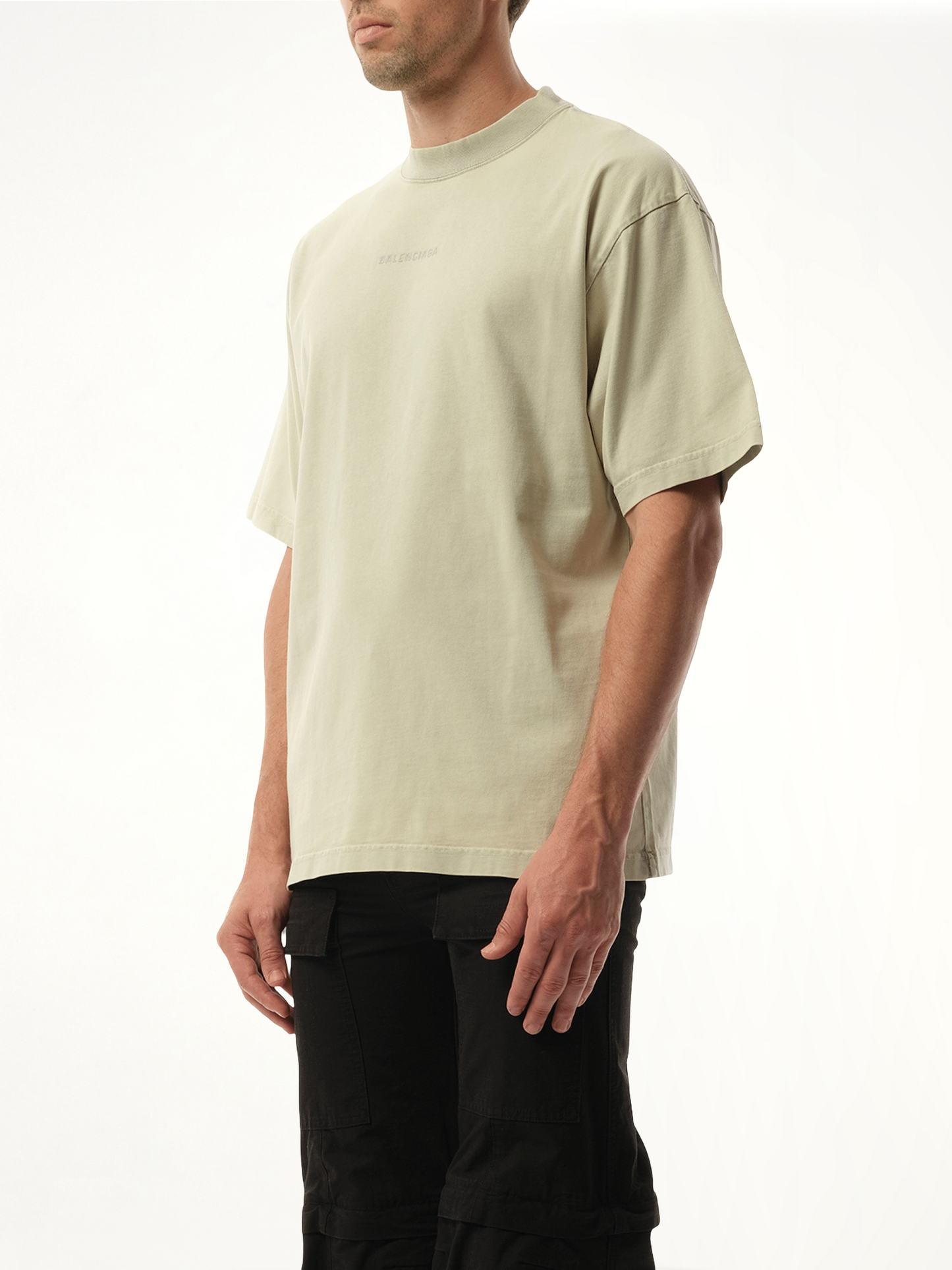 Back Embroidered Medium Fit T-Shirt in Cement Grey