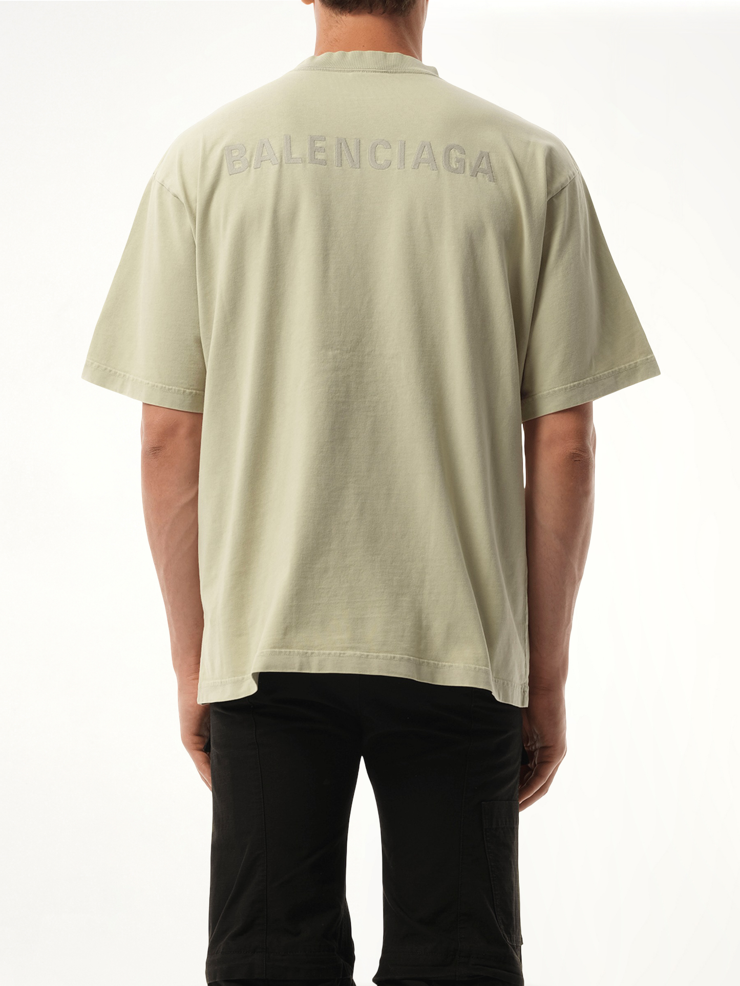 Back Embroidered Medium Fit T-Shirt in Cement Grey