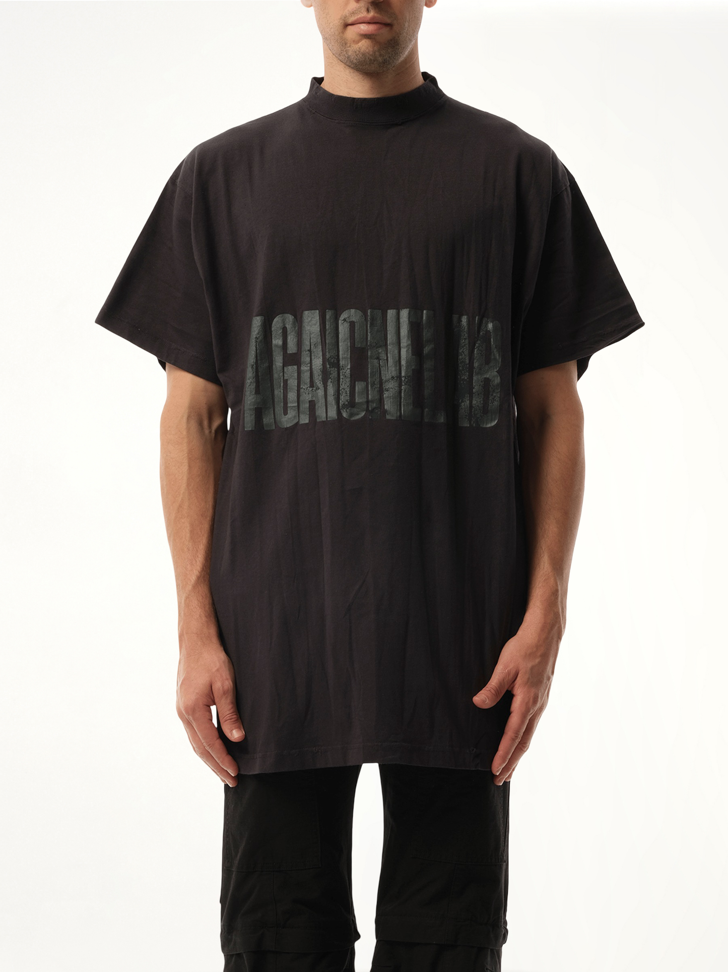 AGAICNELAB Oversized T-Shirt in Washed Black/Anthracite