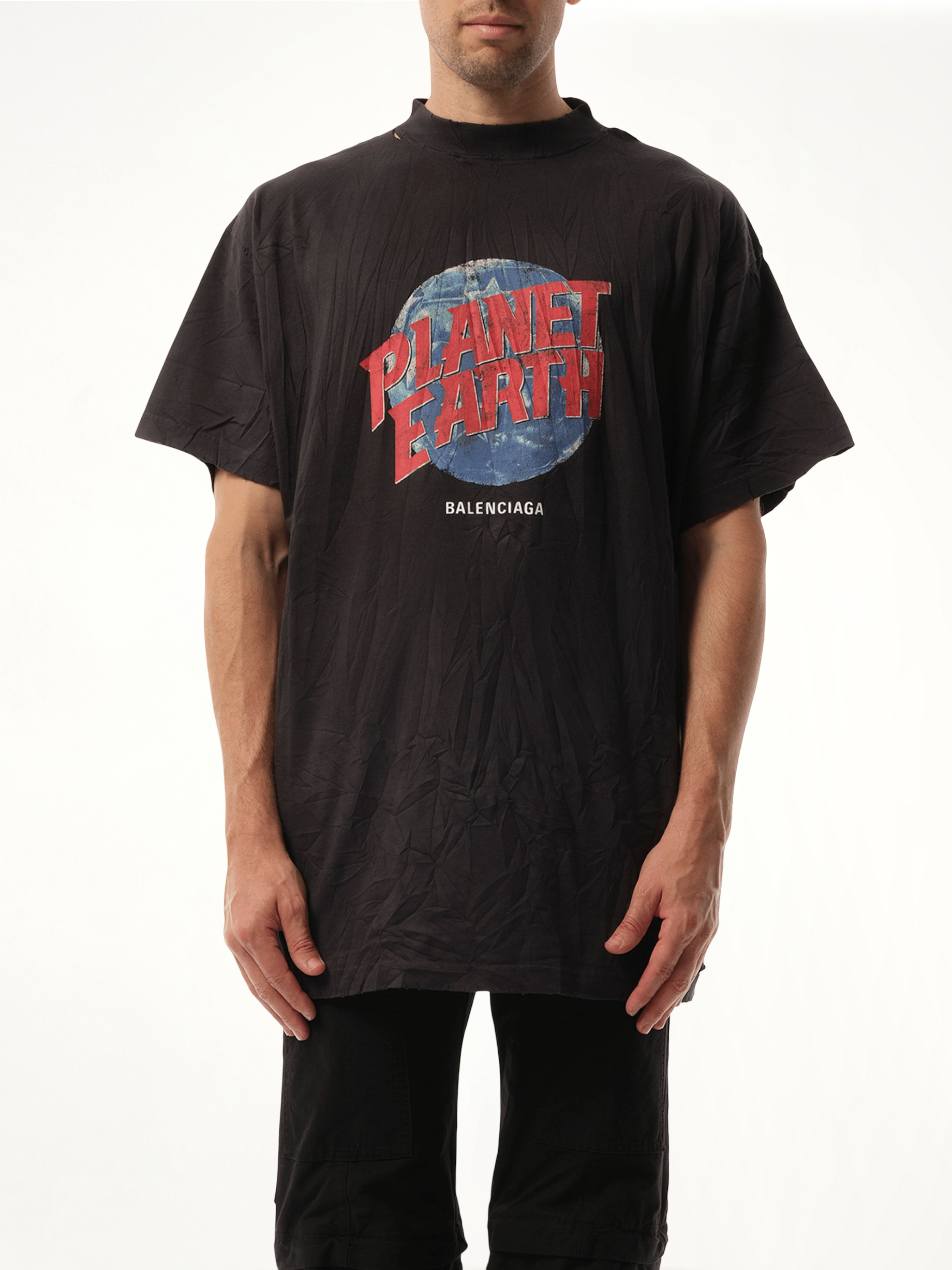 Planet Earth Oversized T-Shirt in Washed Black