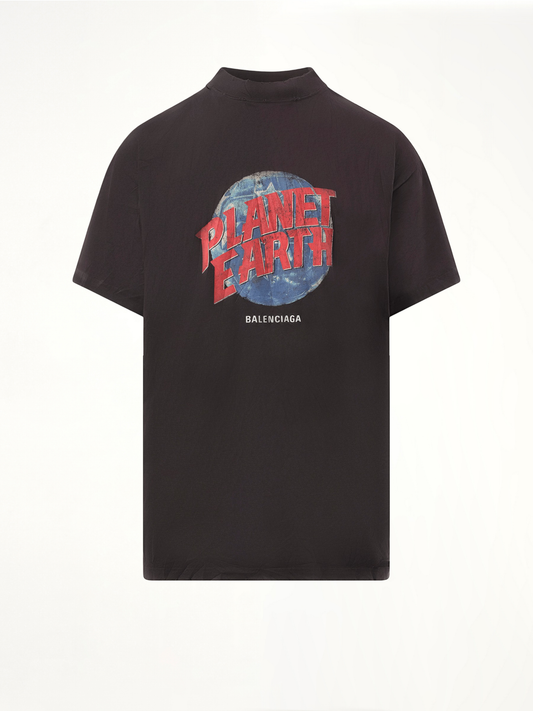 Planet Earth Oversized T-Shirt in Washed Black