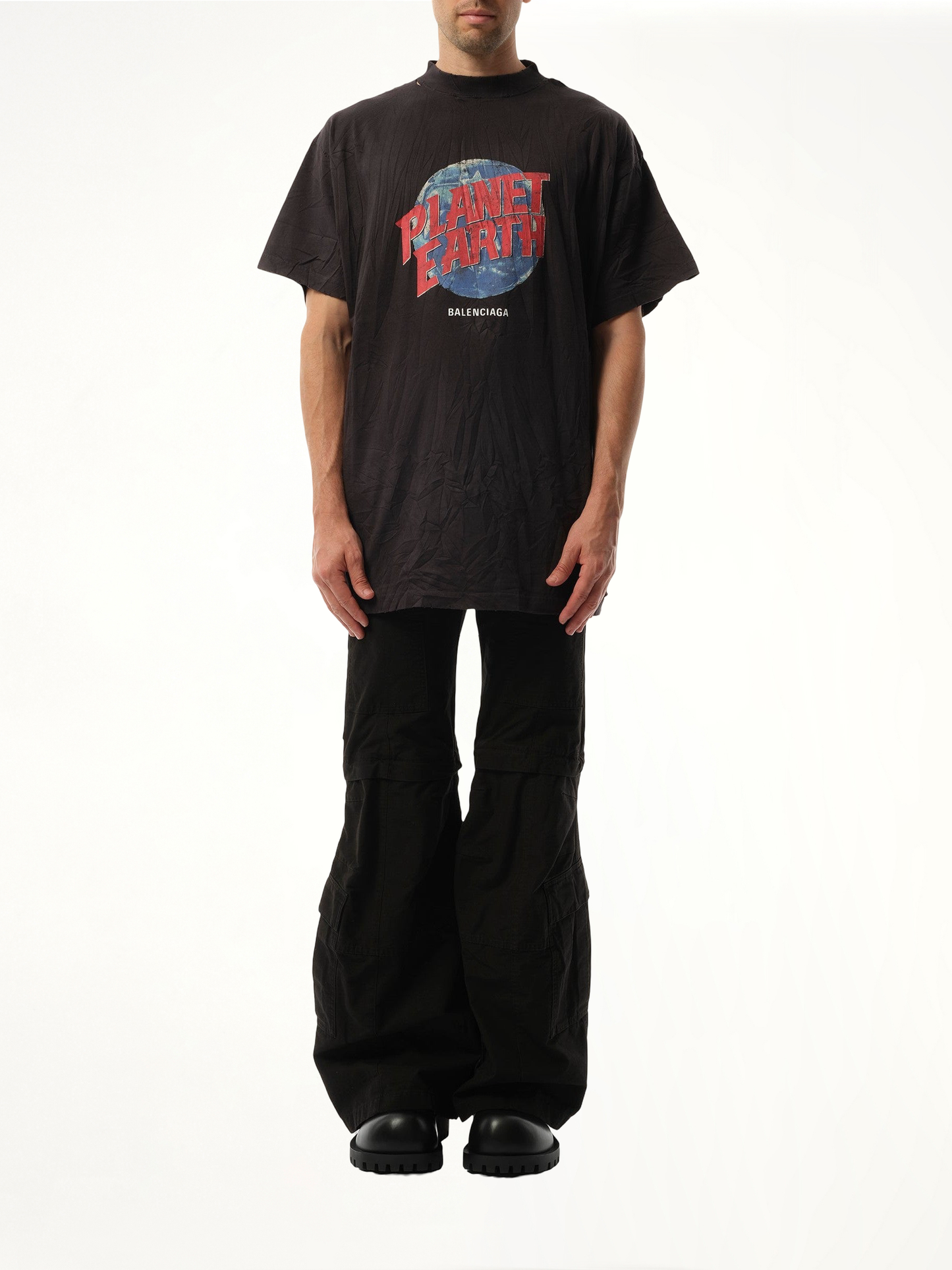 Planet Earth Oversized T-Shirt in Washed Black