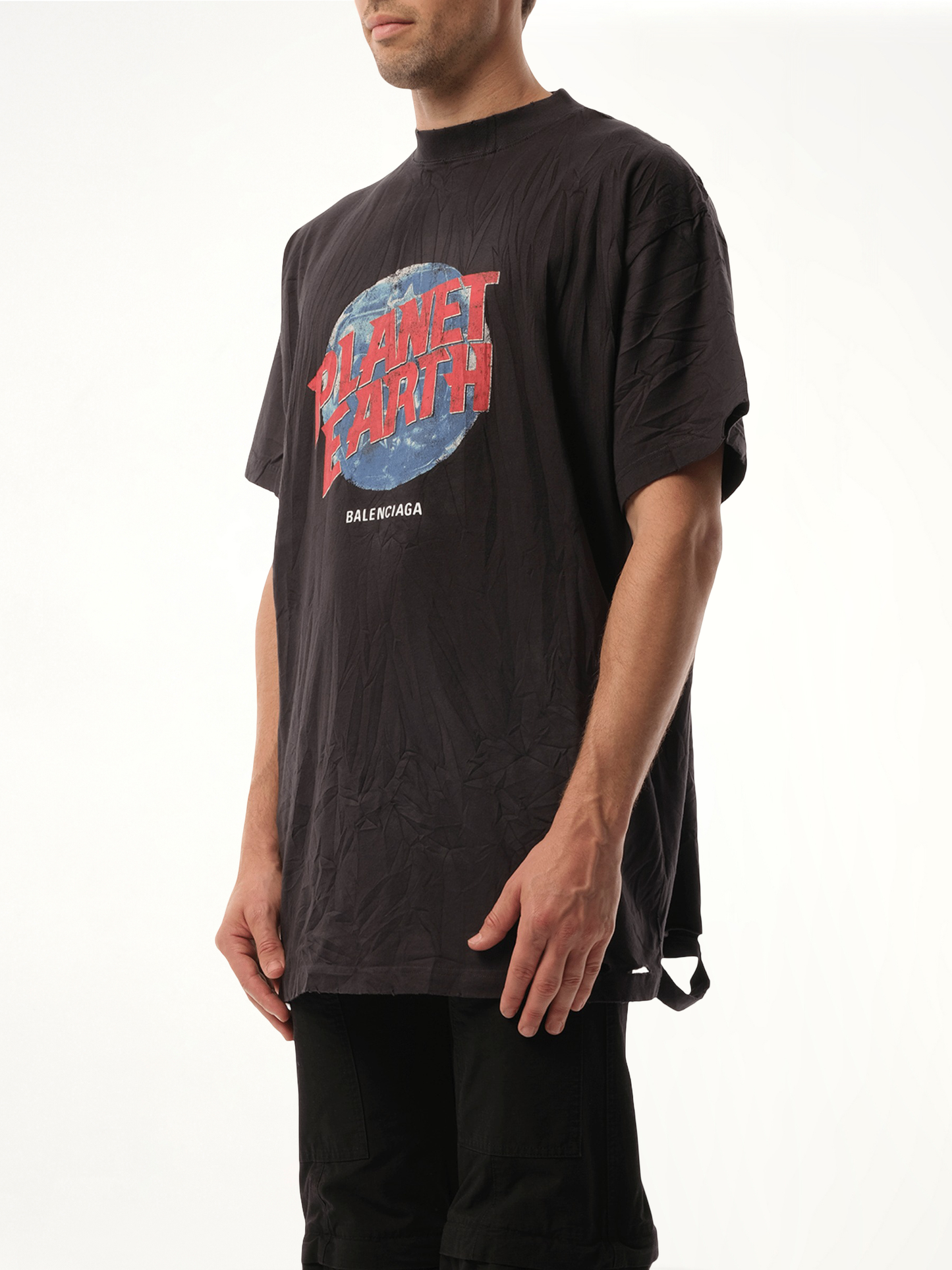 Planet Earth Oversized T-Shirt in Washed Black