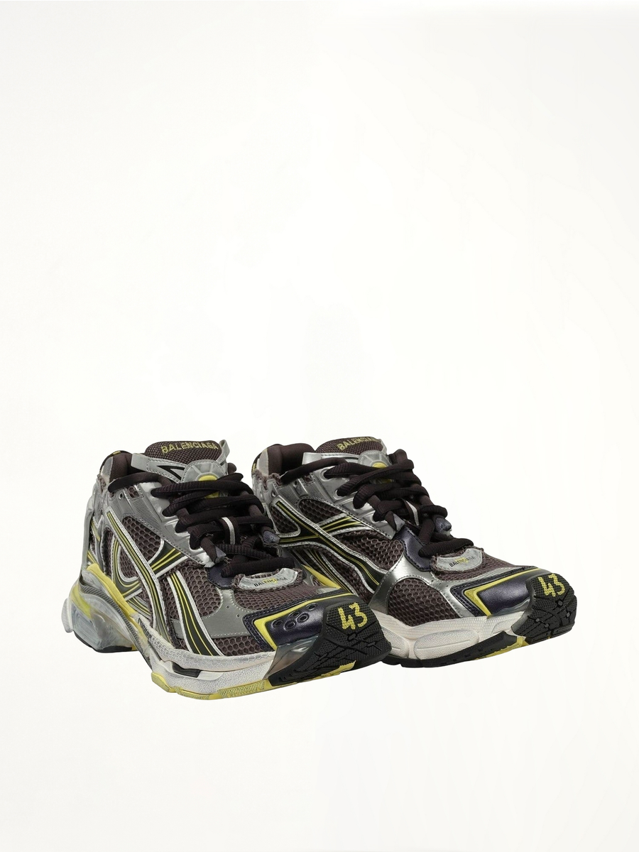 Runner Sneaker in Dark Grey/Yellow/White Front View | BALENCIAGA