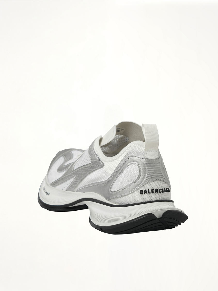 Circuit Sneaker in White/Silver Back View | BALENCIAGA
