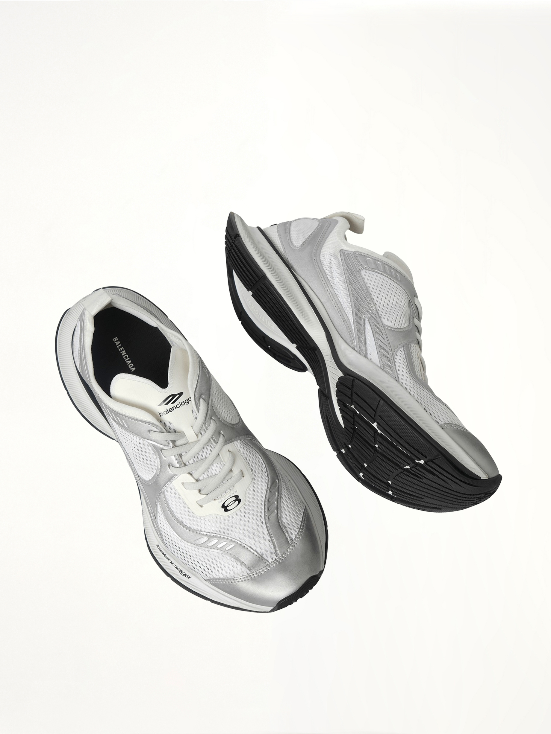 Circuit Sneaker in White/Silver Top View | BALENCIAGA