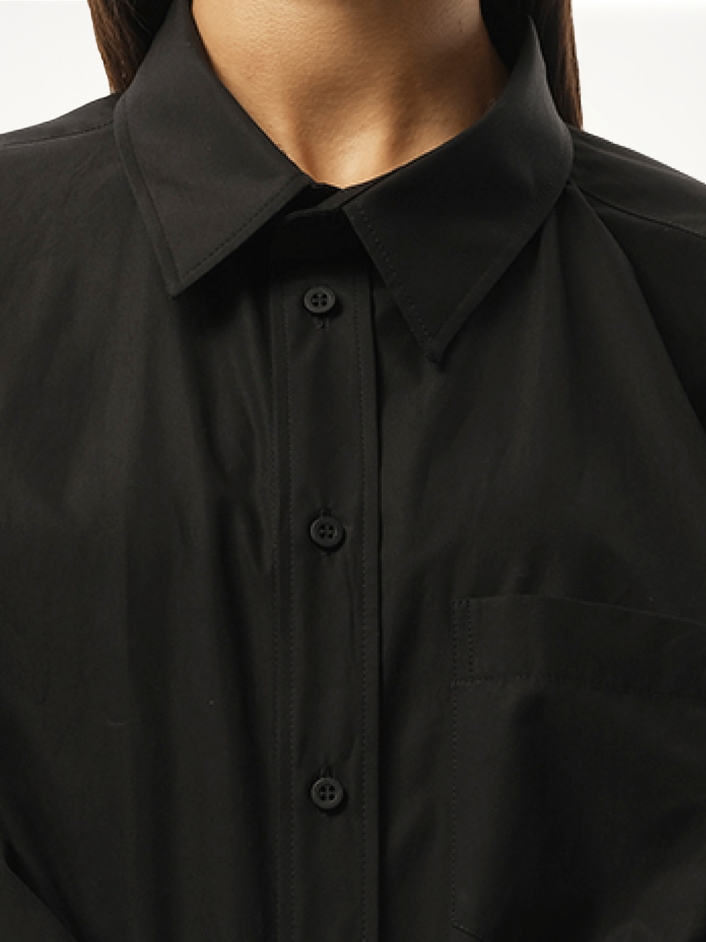 Patched Shirt Dress in Black