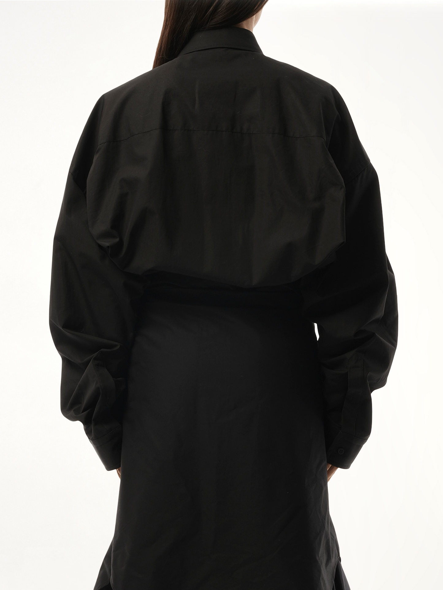 Patched Shirt Dress in Black