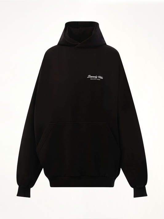 Beverly Hills Large Fit Hoodie in Washed Black