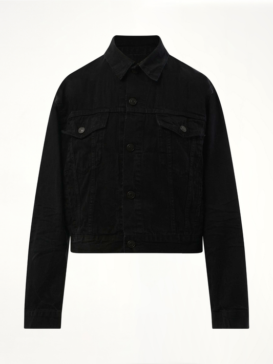Small Fit Logo Denim Jacket in Black