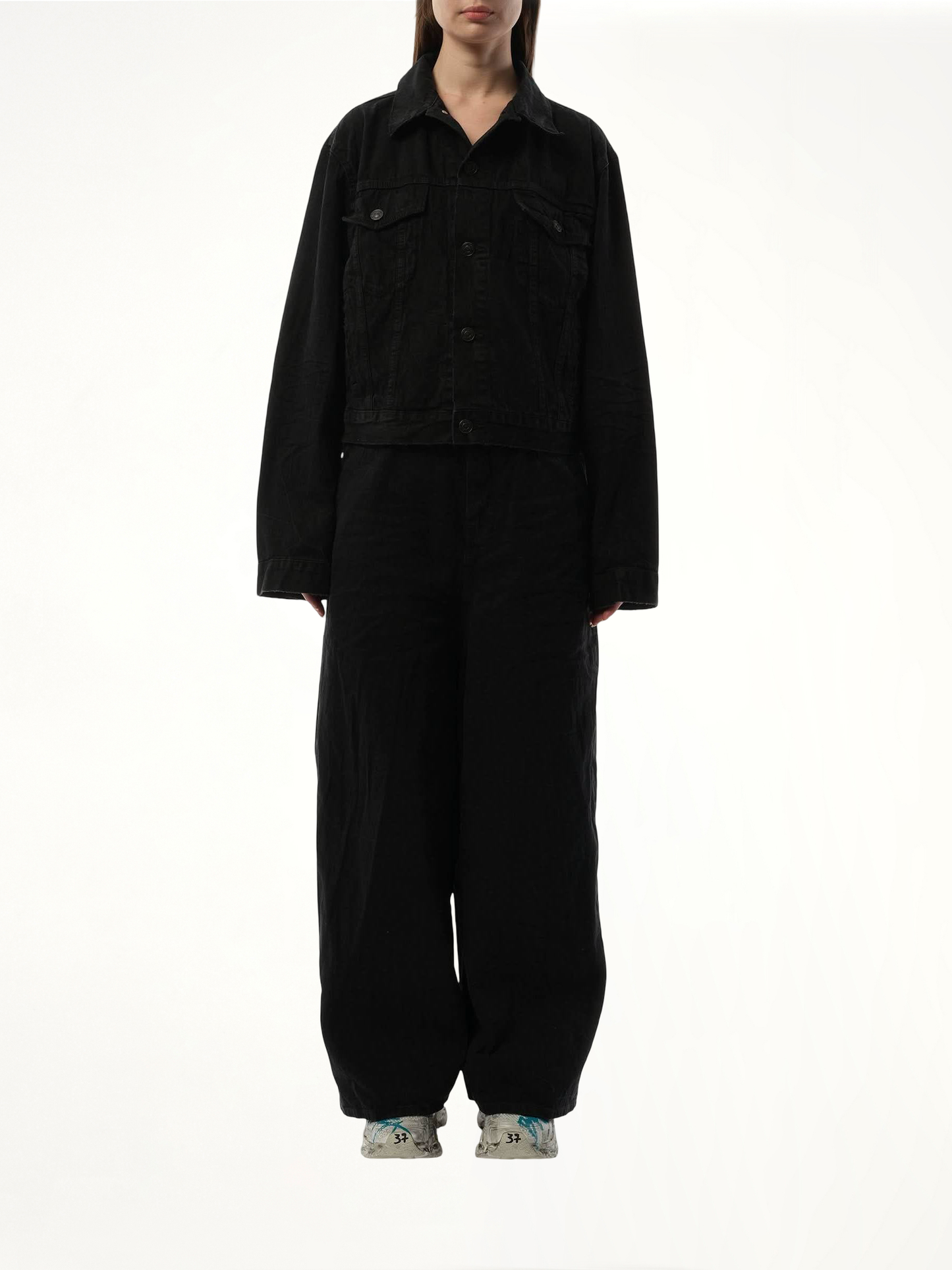 Small Fit Logo Denim Jacket in Black