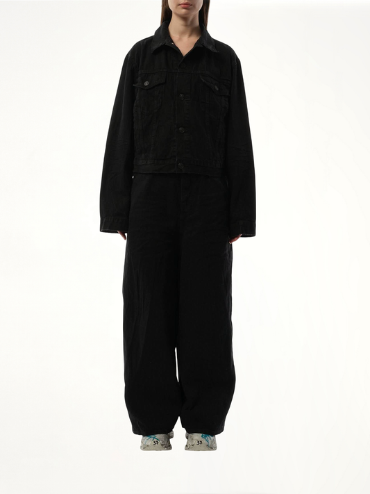 Small Fit Logo Denim Jacket in Black