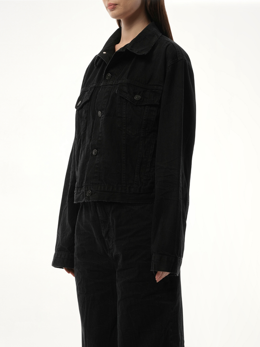 Small Fit Logo Denim Jacket in Black