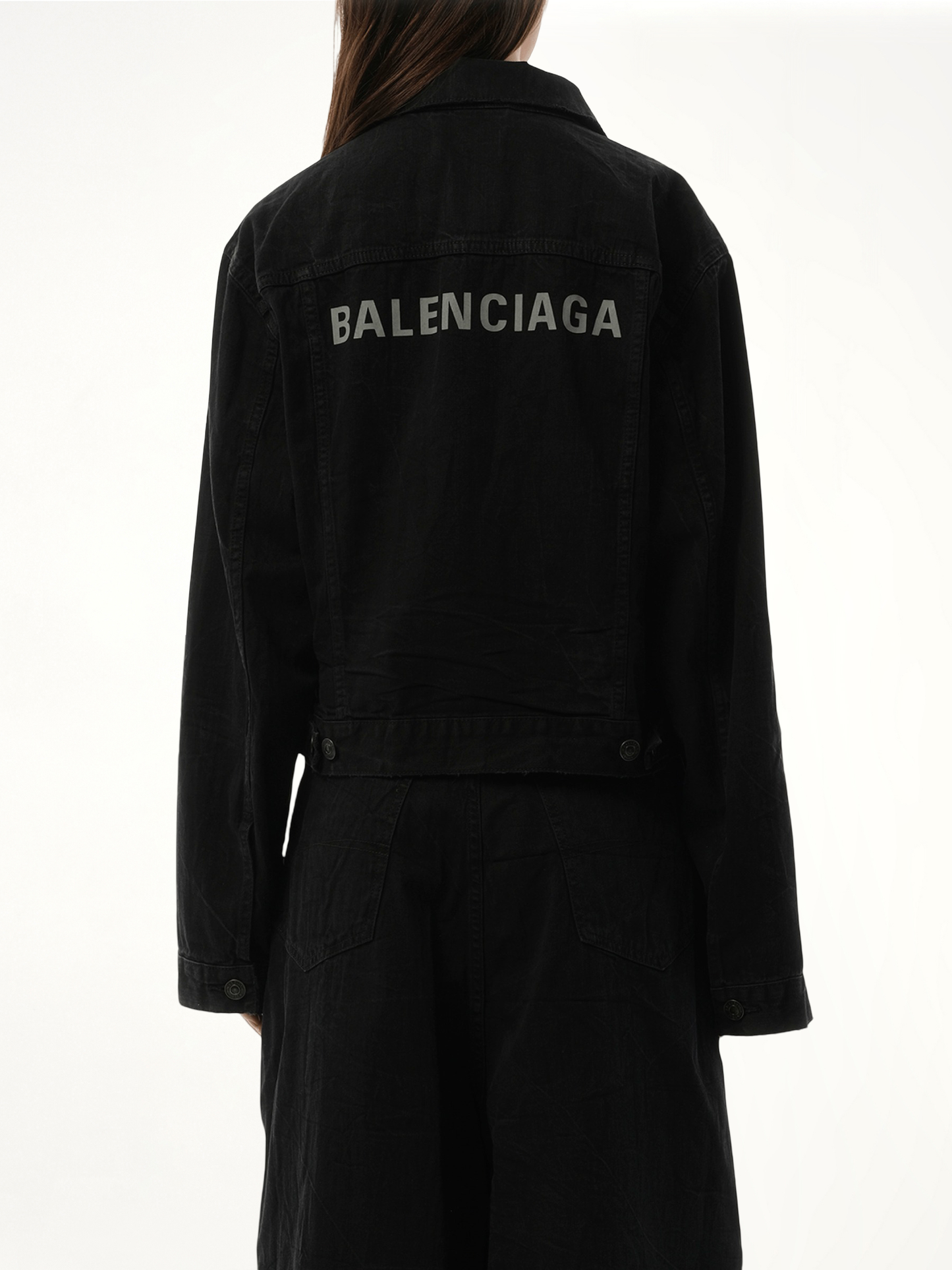 Small Fit Logo Denim Jacket in Black