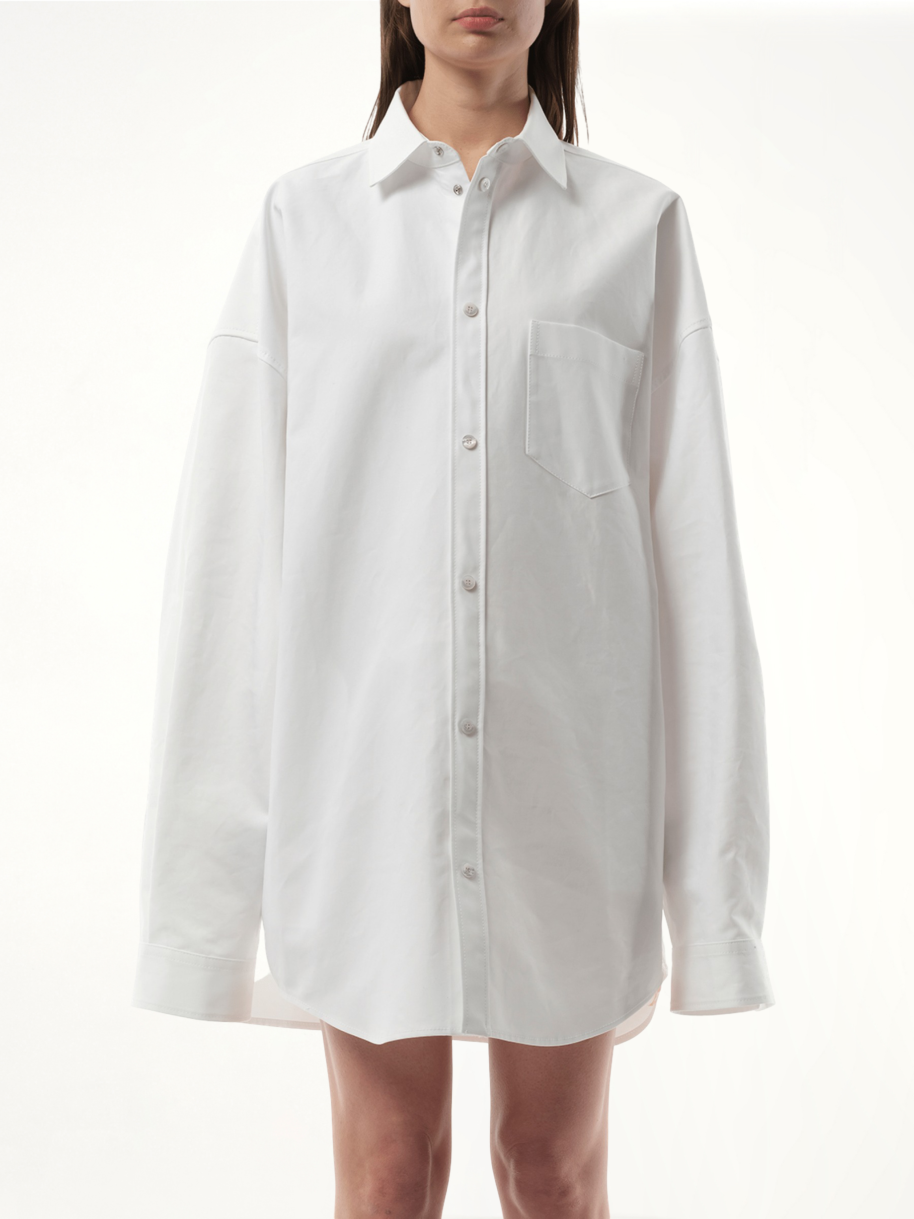Cotton Poplin Outwear Shirt in White