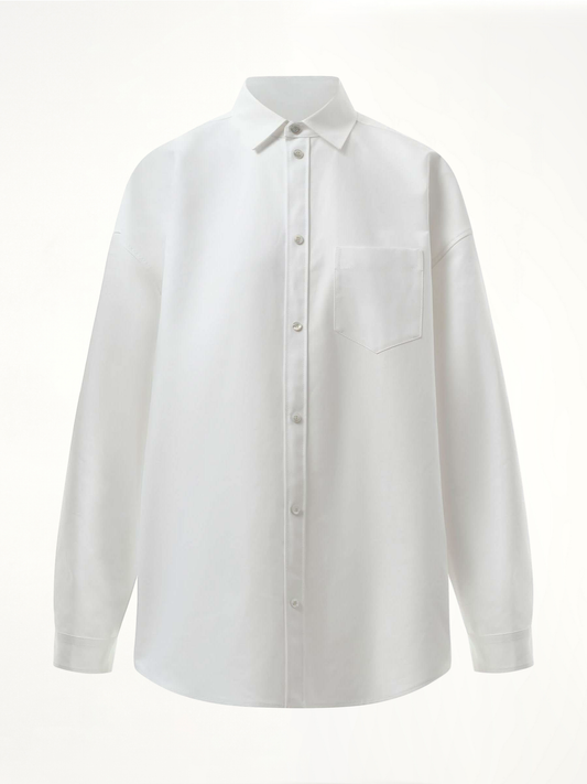 Cotton Poplin Outwear Shirt in White