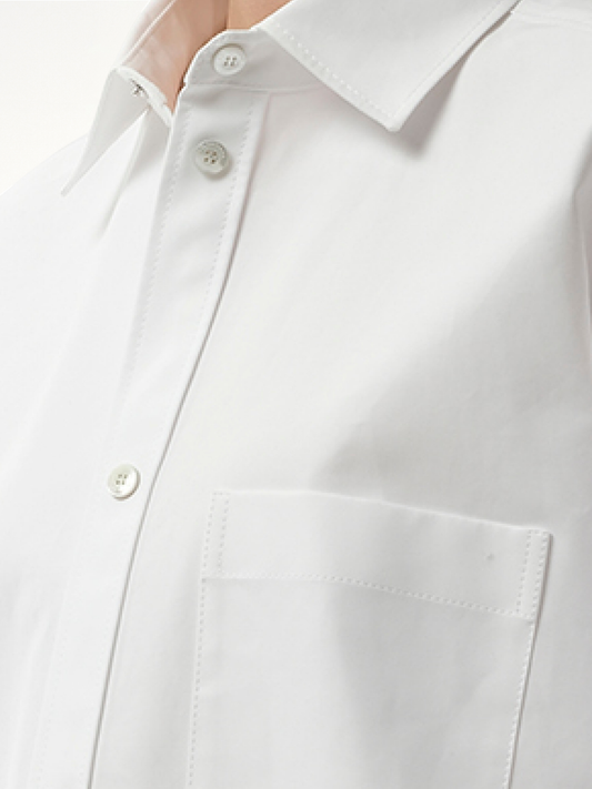 Cotton Poplin Outwear Shirt in White