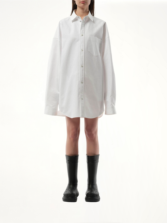 Cotton Poplin Outwear Shirt in White