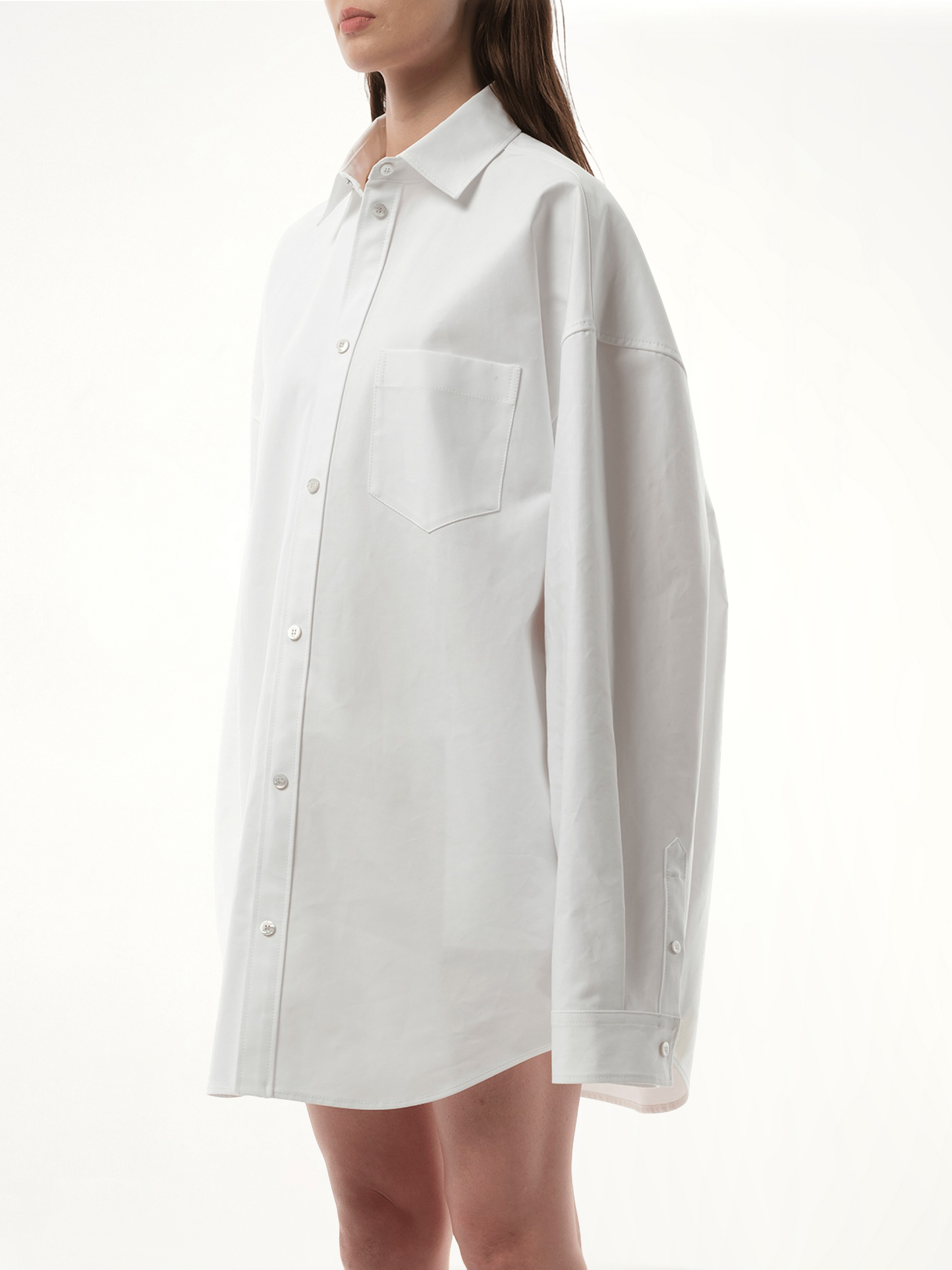 Cotton Poplin Outwear Shirt in White
