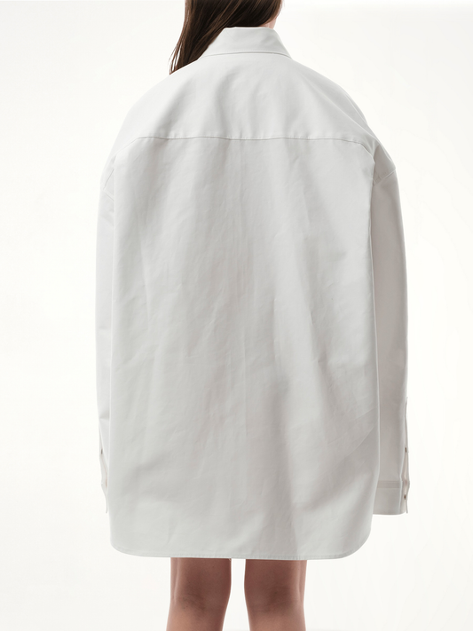 Cotton Poplin Outwear Shirt in White