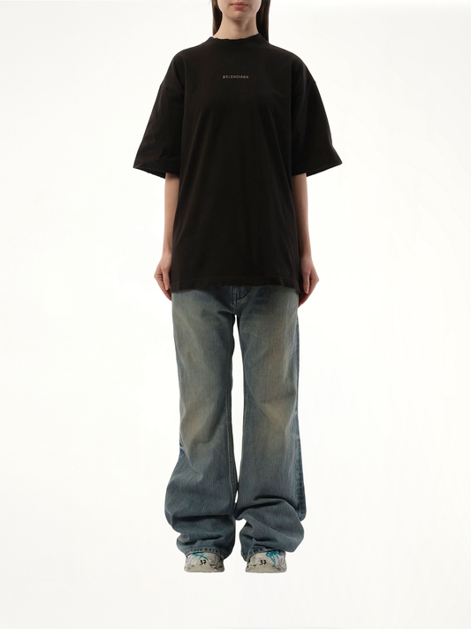 Back Strass Medium Fit T-Shirt in Faded Black