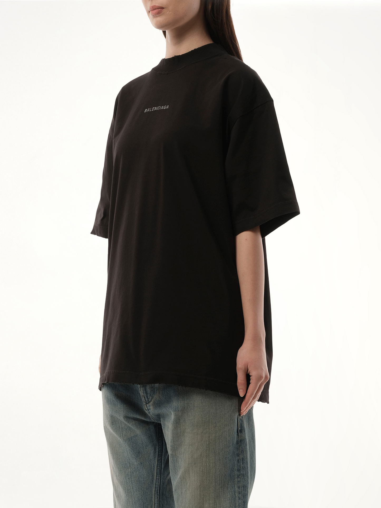 Back Strass Medium Fit T-Shirt in Faded Black