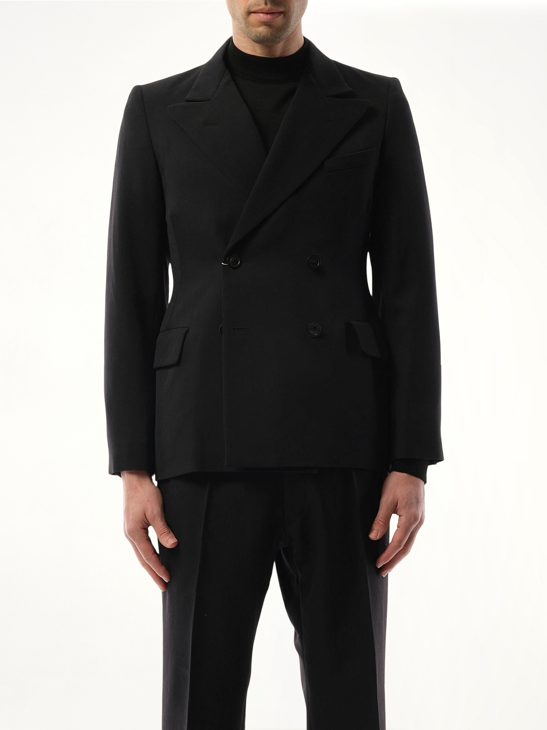 Wool Barathea Suit Jacket in Black