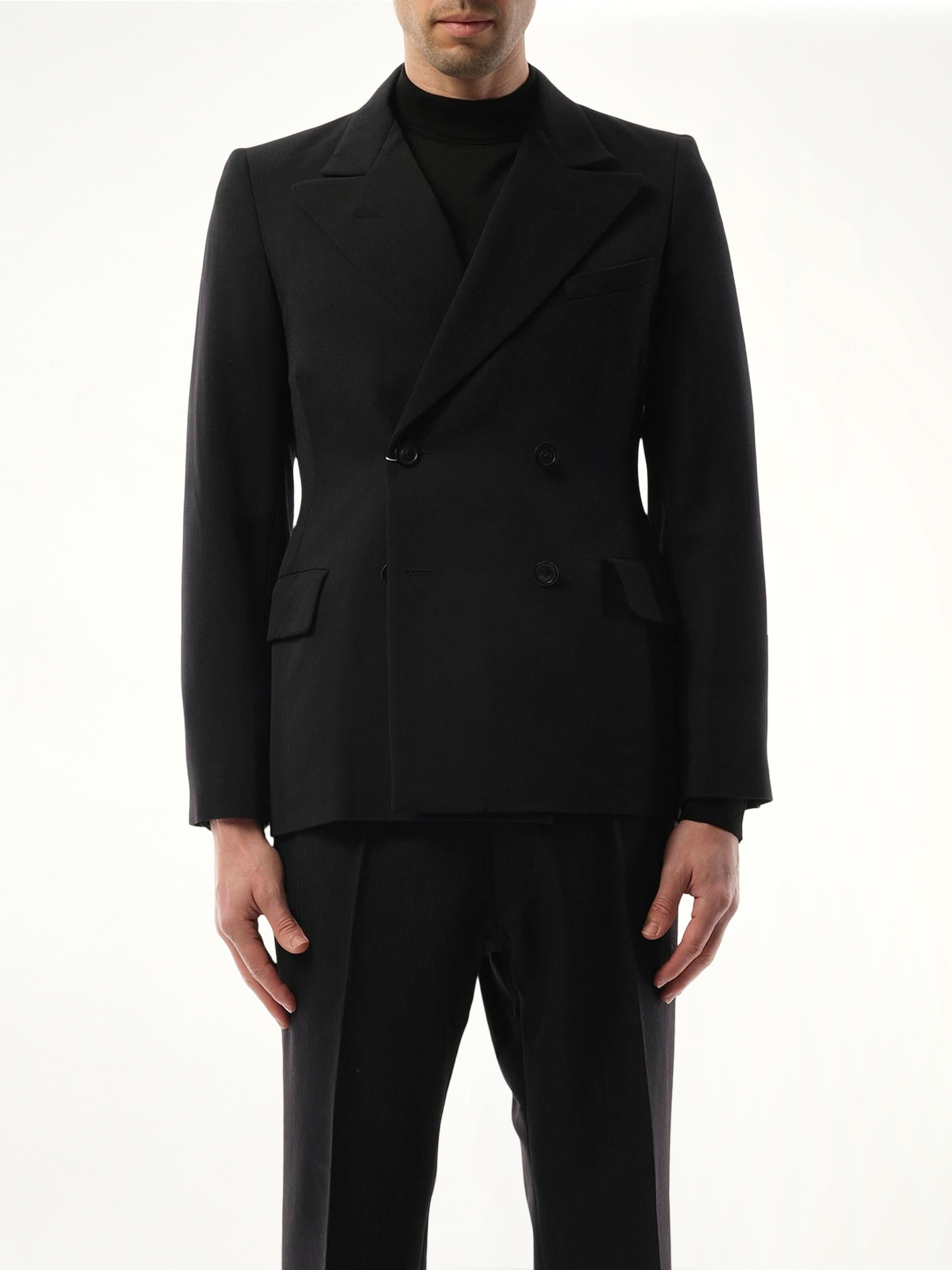 Wool Barathea Suit Jacket in Black