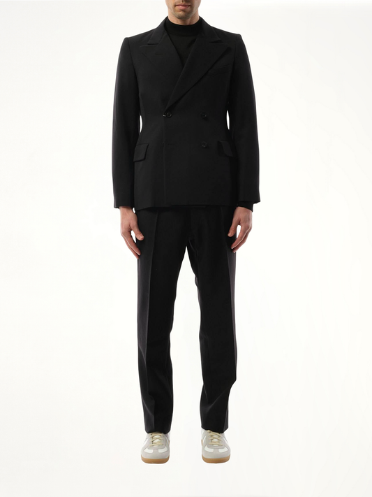 Wool Barathea Suit Jacket in Black