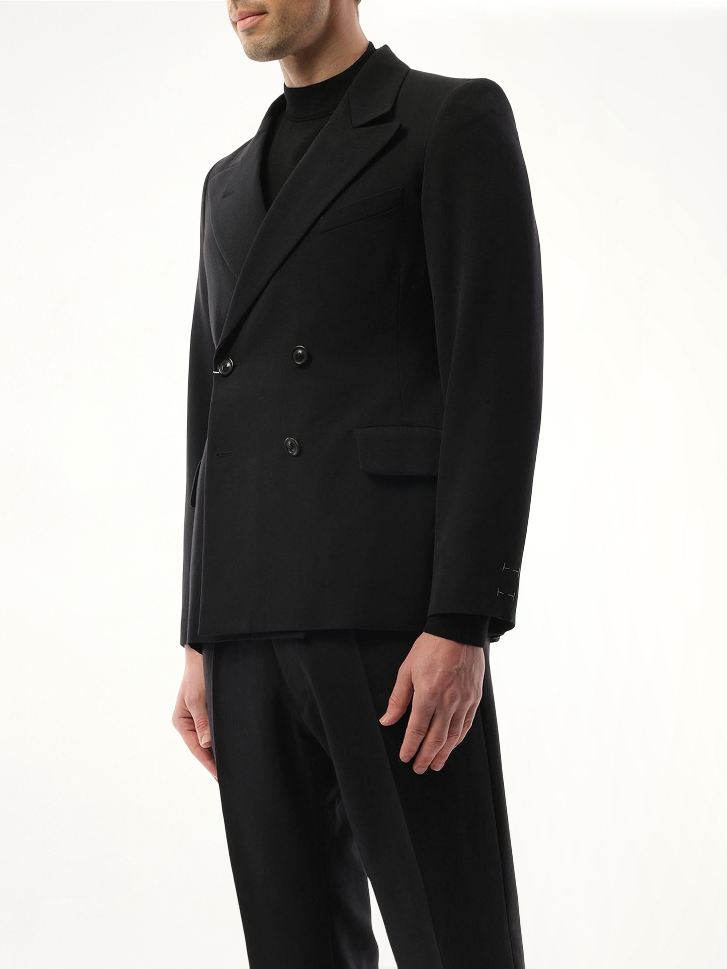 Wool Barathea Suit Jacket in Black