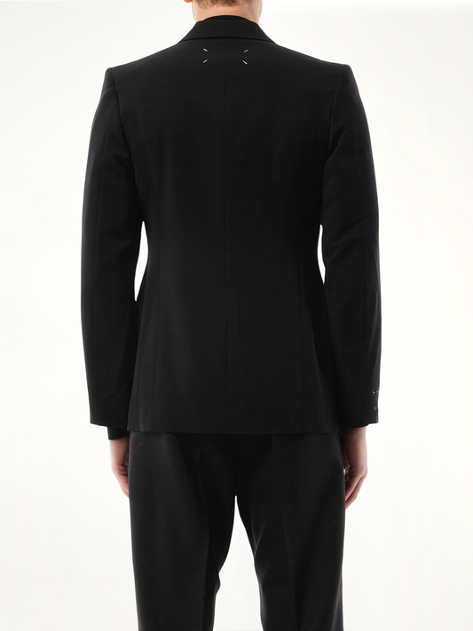 Wool Barathea Suit Jacket in Black