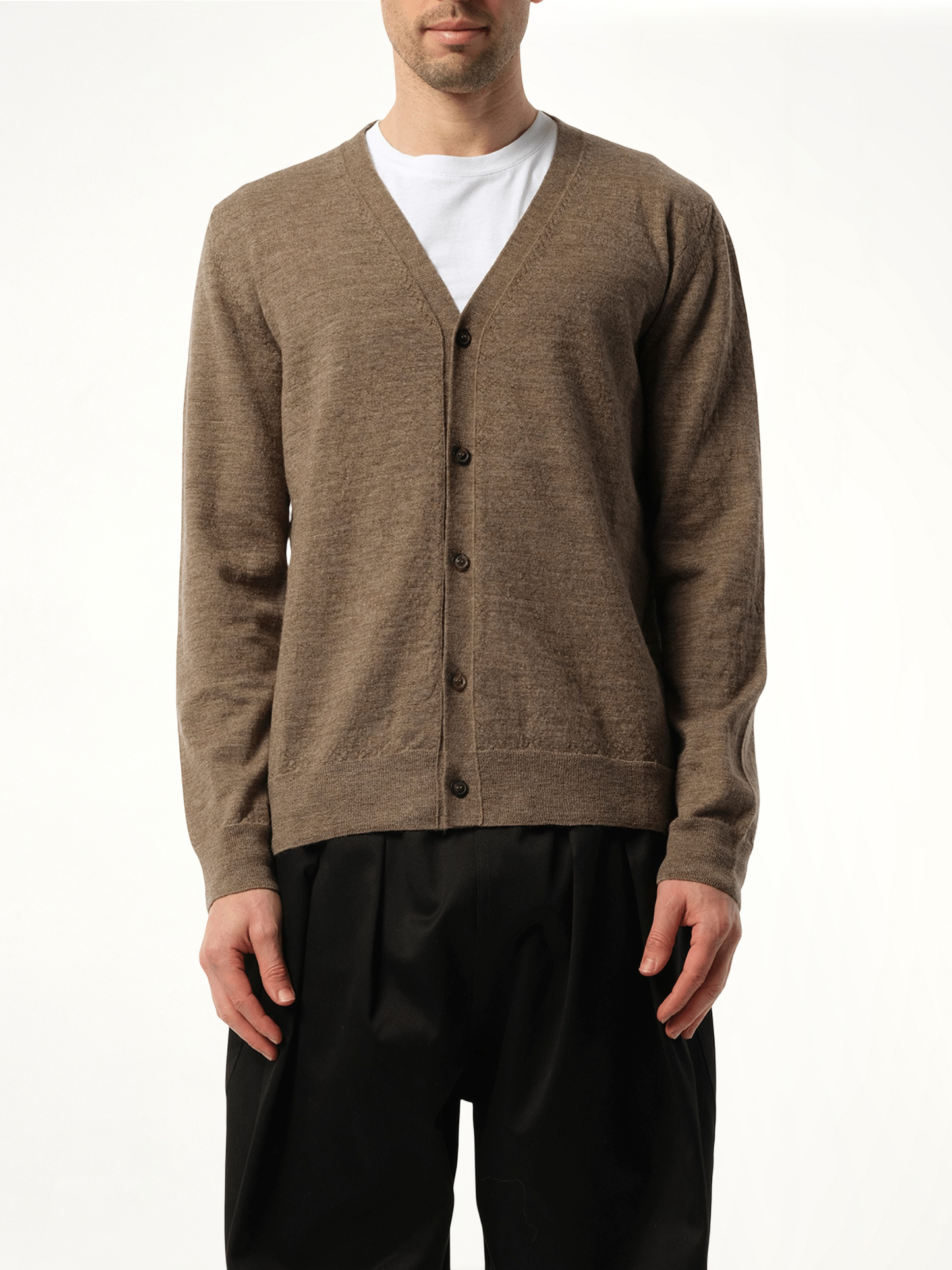 Elbow Patch Knit Cardigan in Walnut