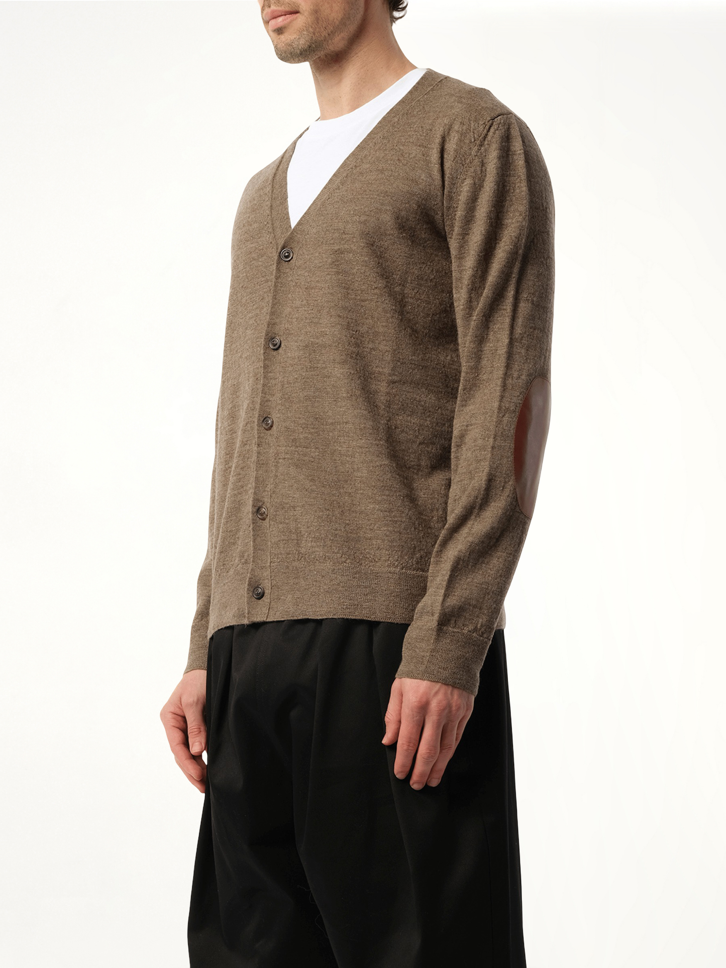 Elbow Patch Knit Cardigan in Walnut